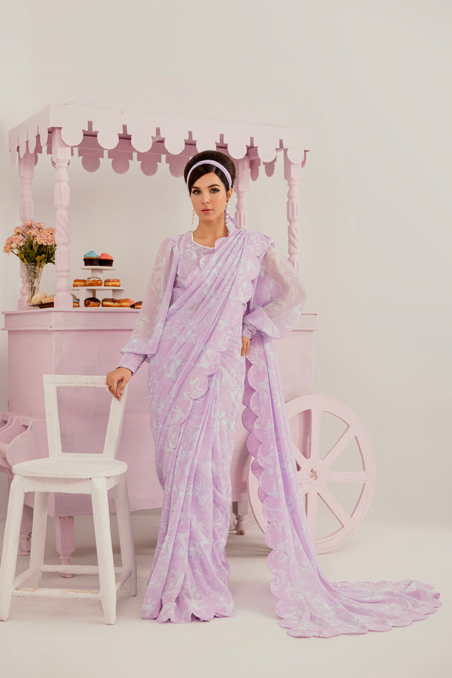 Saree with attached peticot